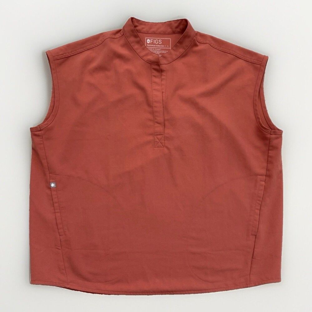 FIGS Rafaela Oversized Scrub Top Womens Large L Rust Orange 3 Pocket Nurse Drop